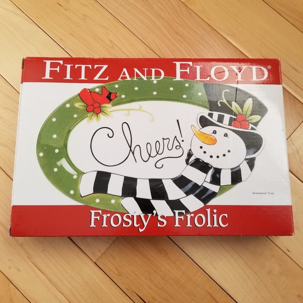 🌻Fitz & Floyd Frosty's Frolic Cheers Snack Tray